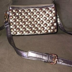 Silver Embellished Wristlet/Crossbody